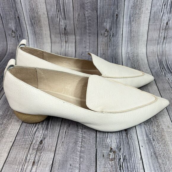 Jeffrey Campbell Viona Lizard Embossed Loafers Pointed Toe Sculpted Boho Heel 10 - Picture 2 of 12